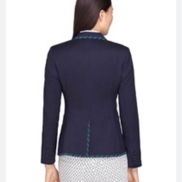 ❌SOLD❌Brooks Brothers Red Fleece Women 2 Button Blazer Green Navy Trim Sz 0 - Picture 3 of 10
